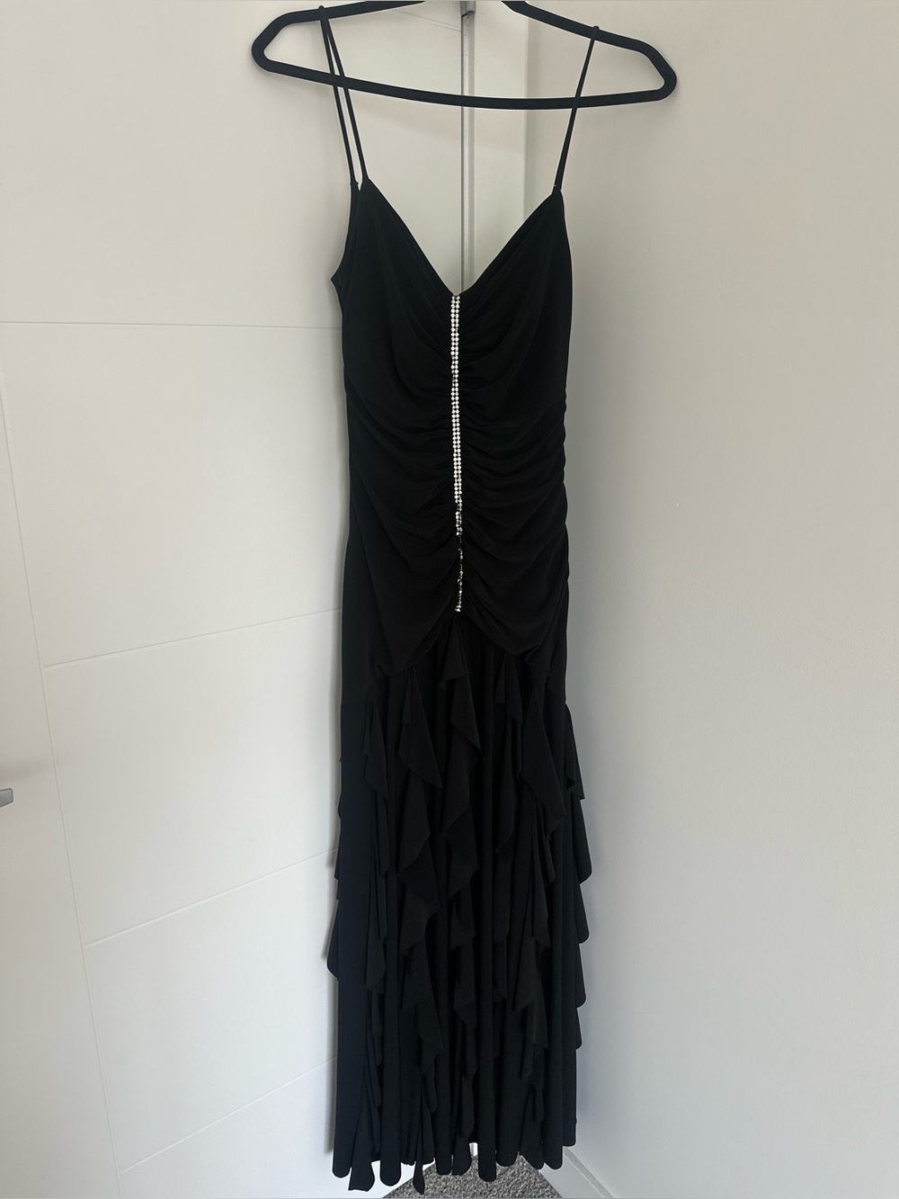 Vintage Scott McClintock Black Ruffle Maxi Dress | Made in USA | Size 10